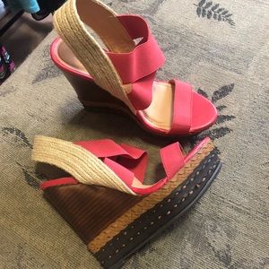 Just Fab Coral & Brown Wedges